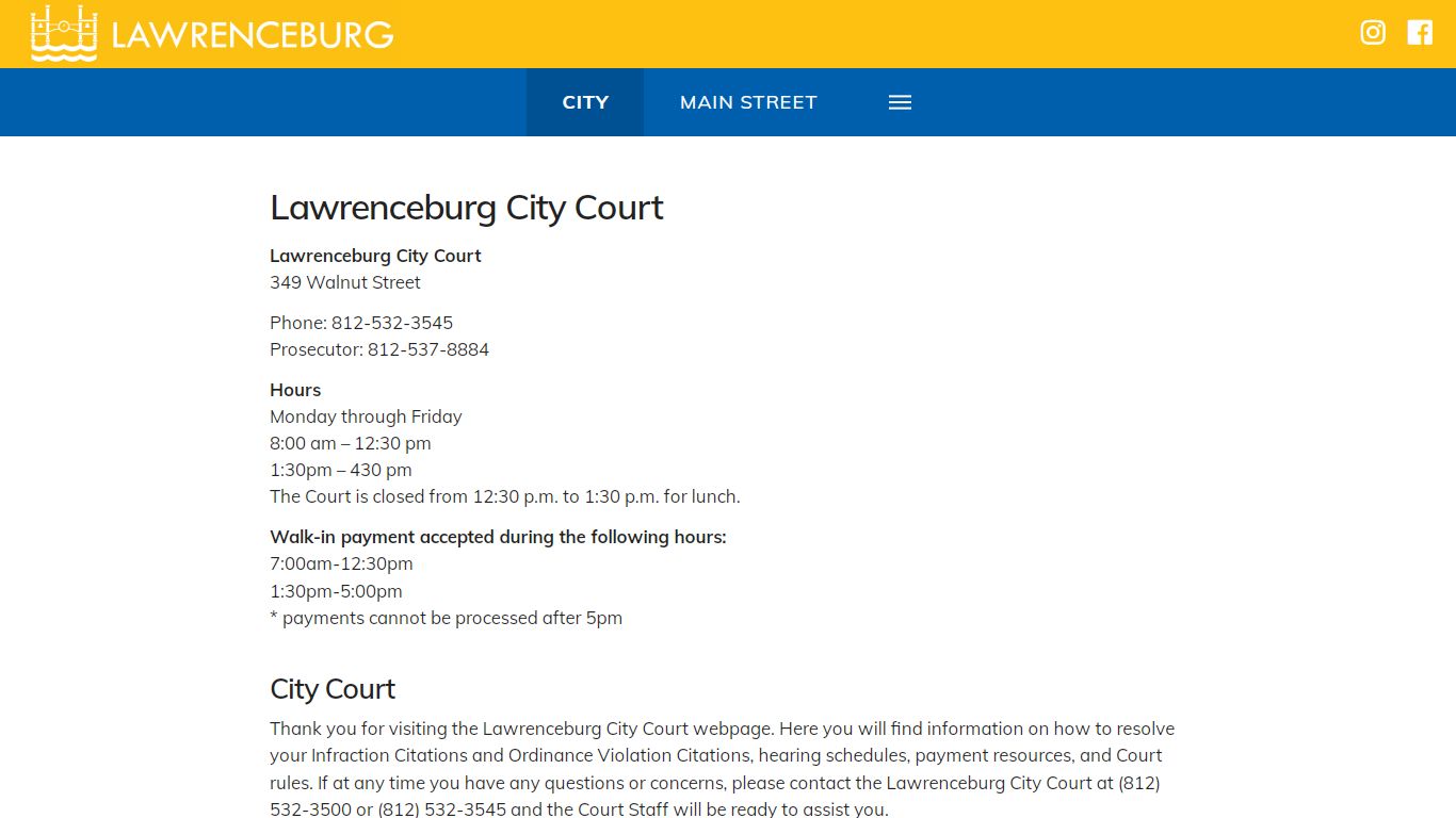 Lawrenceburg City Court - City of Lawrenceburg Indiana and Main Street ...